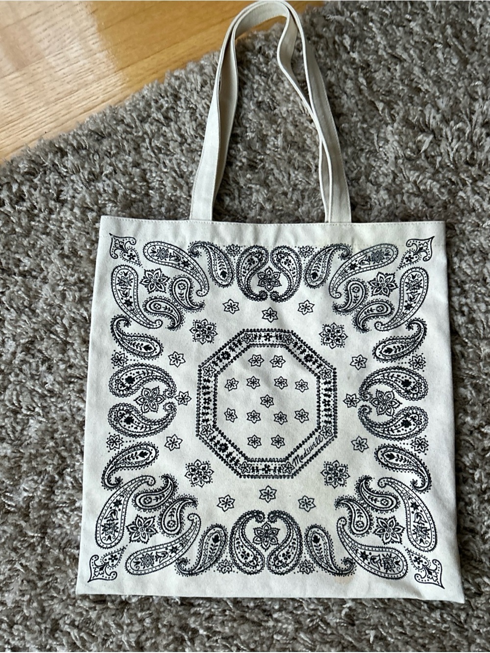 Madewell Cream Color Canvas Tote Shopping Bag, Reusable Market Bag- New w/o Tags